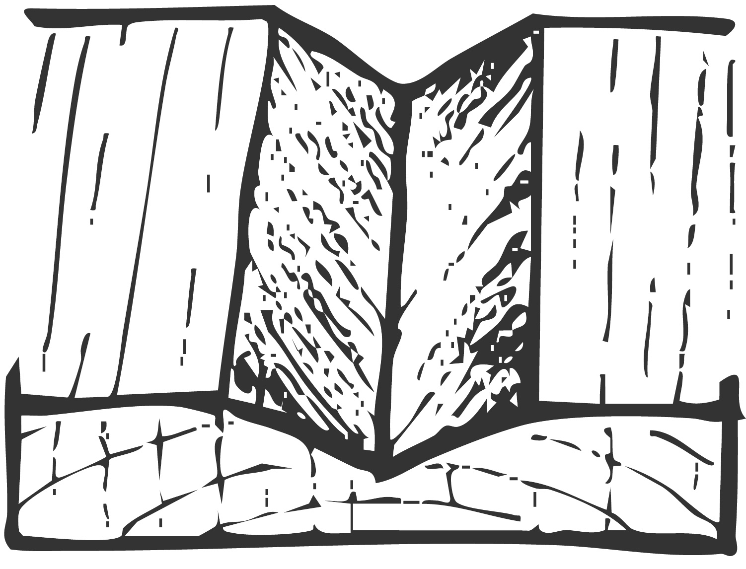 薬研彫り（V字彫り）